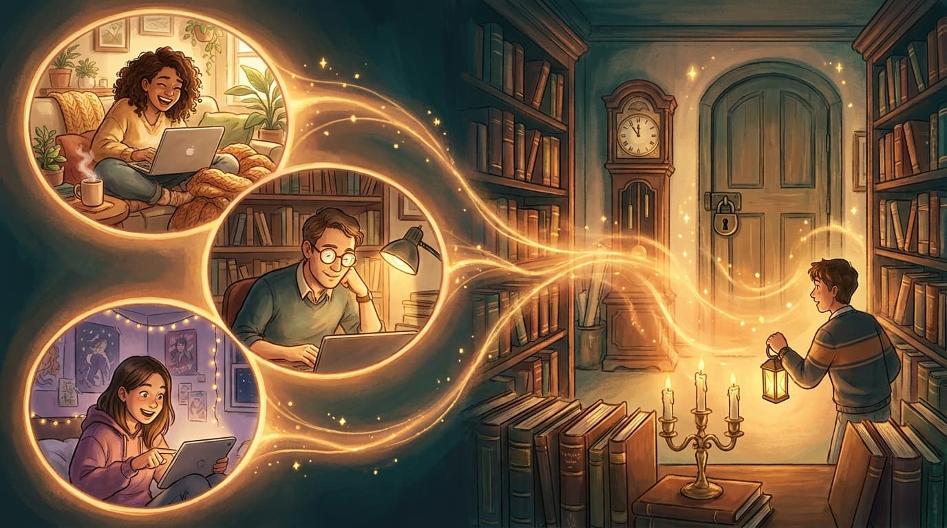 Players solving an online escape room together in the browser